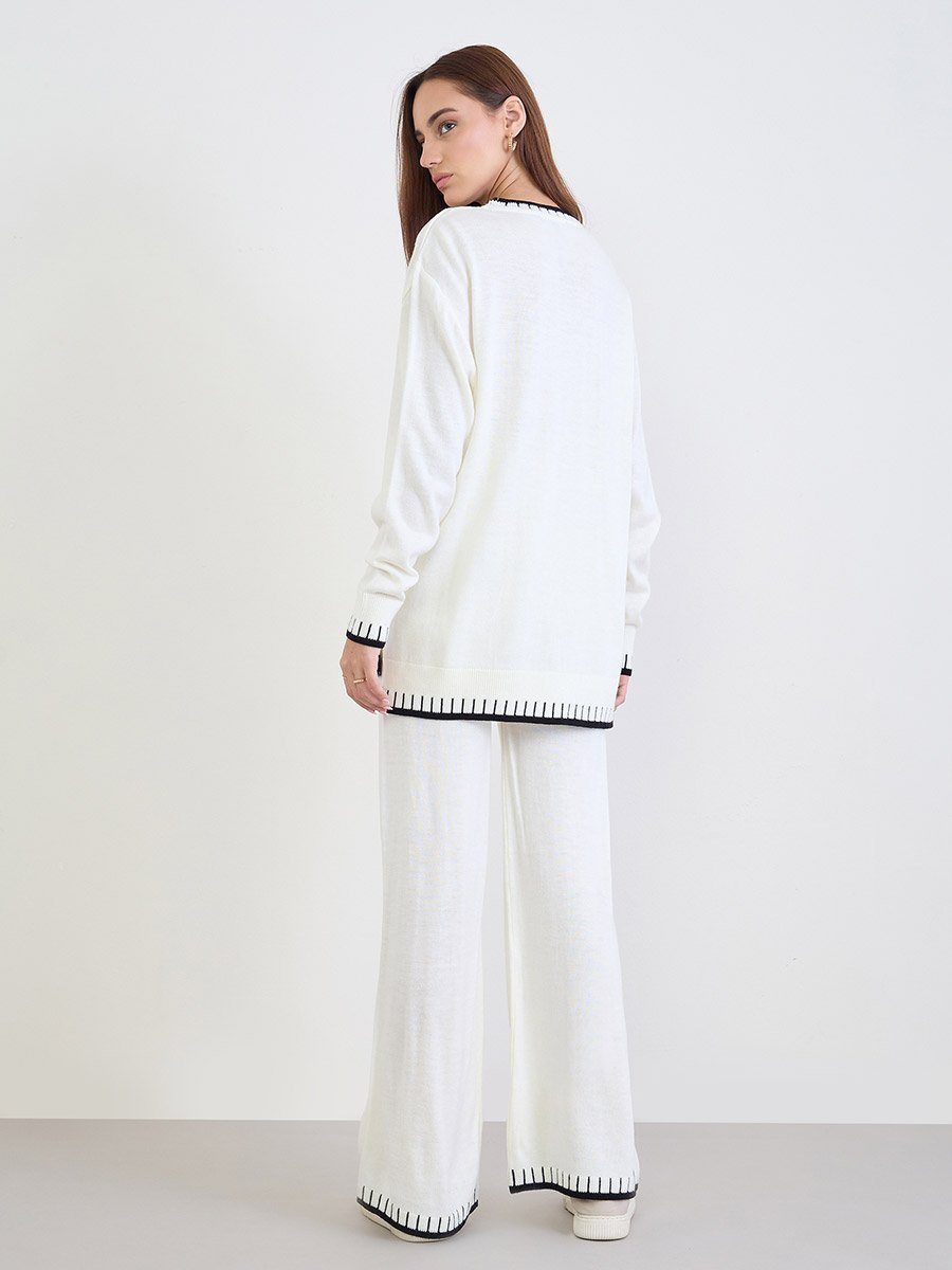 Contrast Trim Knitted Sweater and Joggers Co-ords