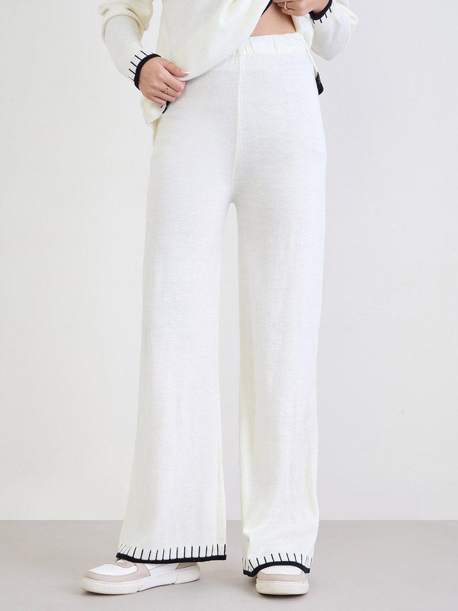 Contrast Trim Knitted Sweater and Joggers Co-ords