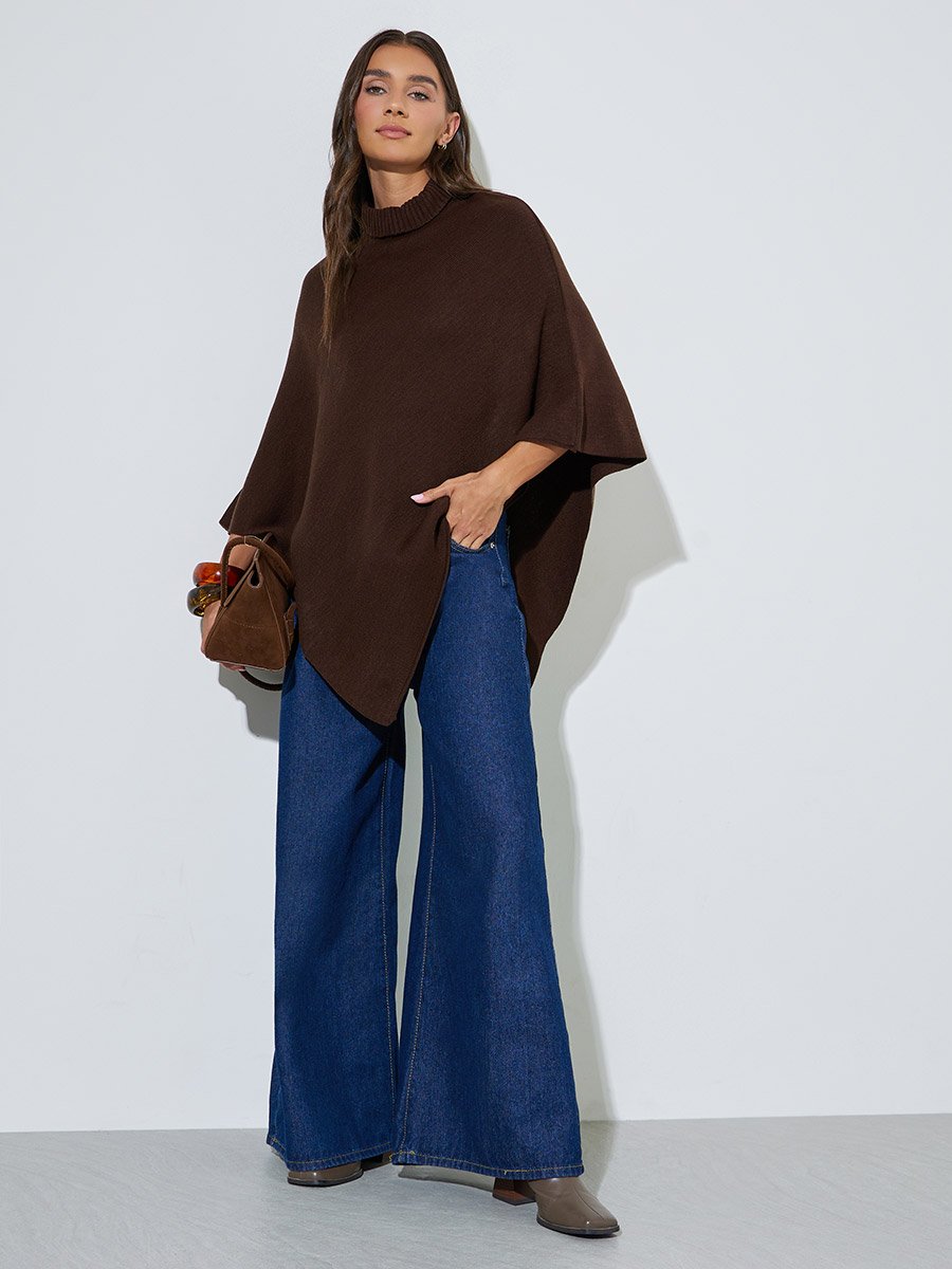 Oversized High Neck Cape Sweater