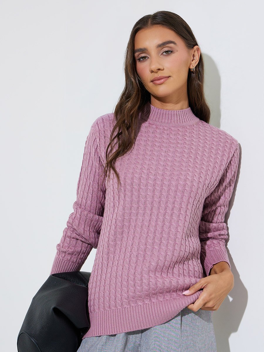 Pink Cable Knit Sweater