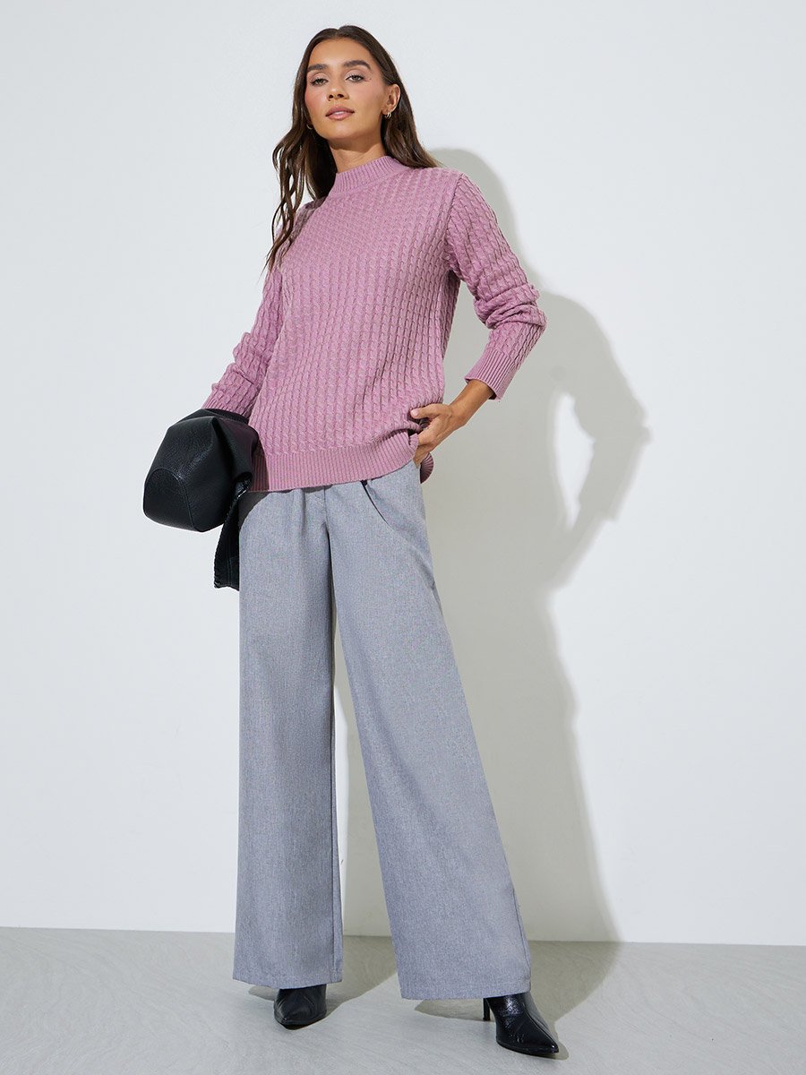 Pink Cable Knit Sweater