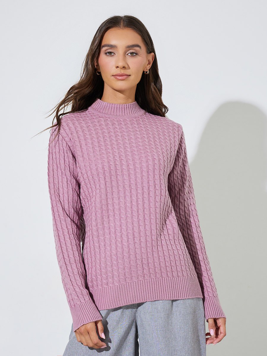 Pink Cable Knit Sweater