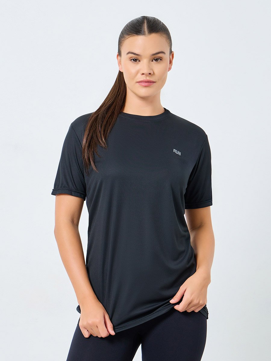 Reflective Text Basic Short Sleeves Top