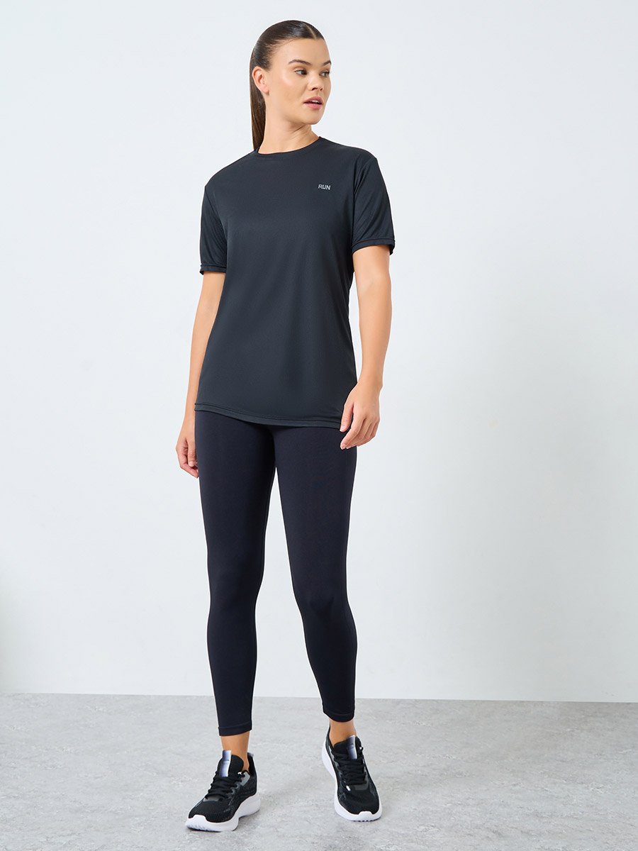 Reflective Text Basic Short Sleeves Top
