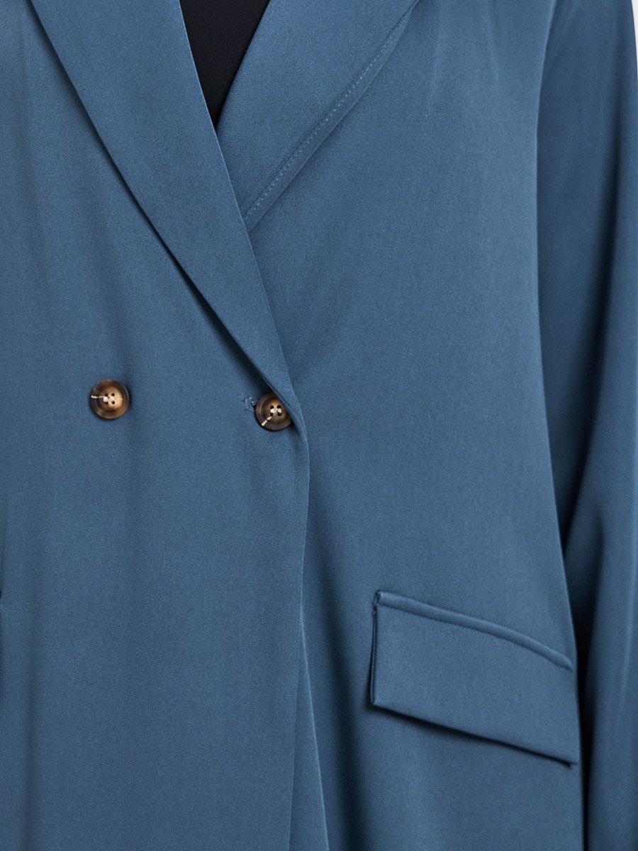 Women Notch Lapel Abaya with Mock Flap