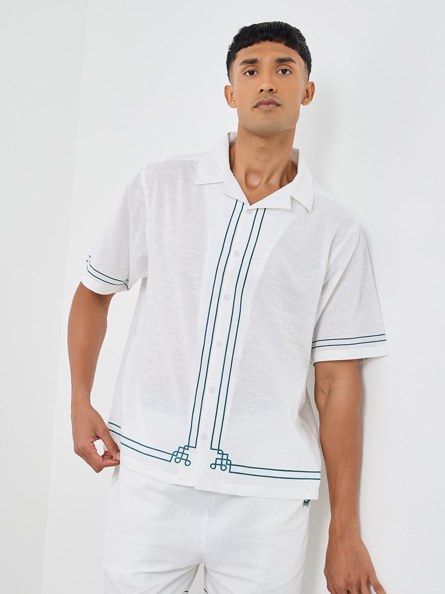 Men Nautical Slogan Print Resort Collar Relaxed Fit Shirt and Shorts Co-Ords
