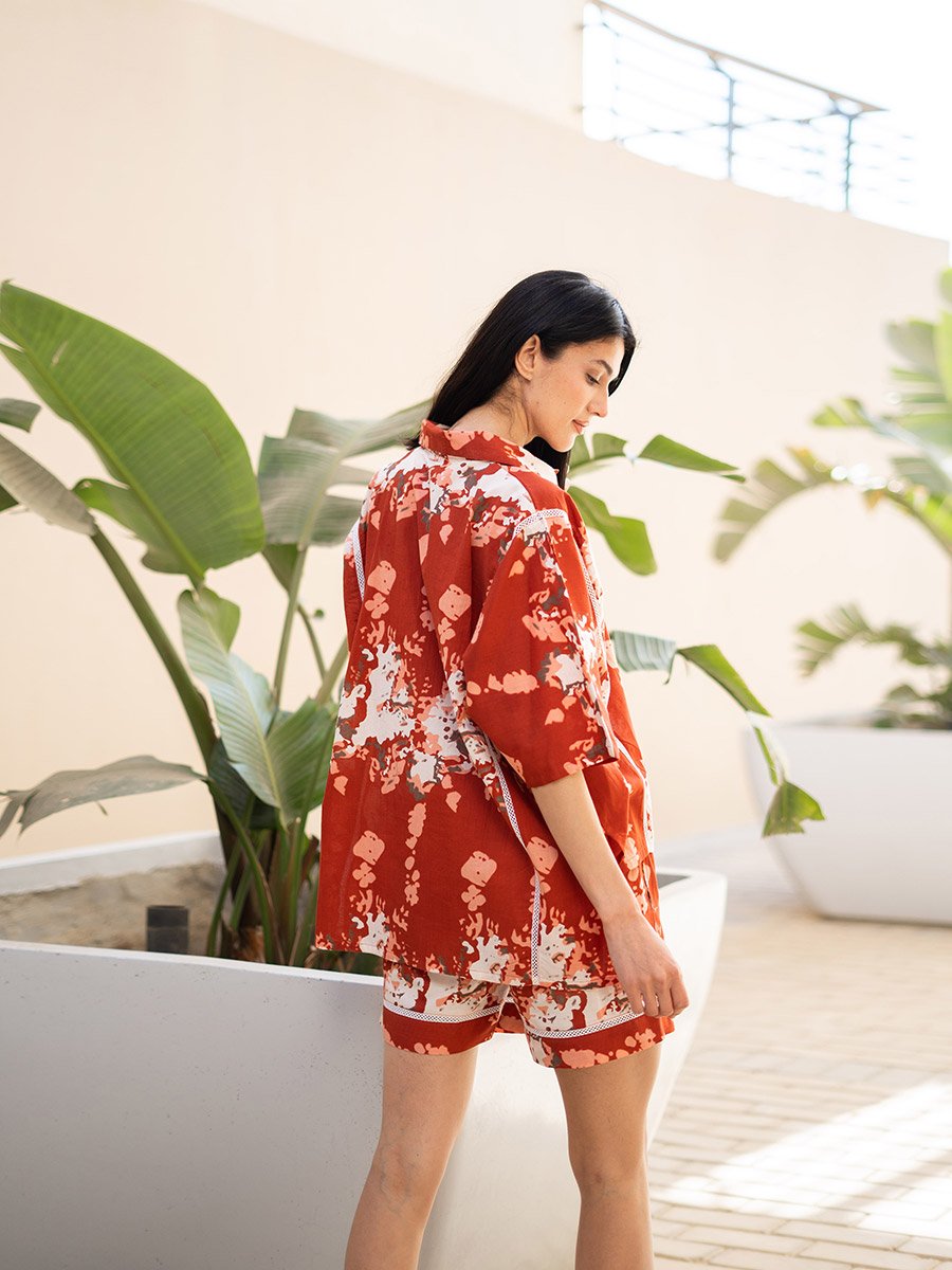 Pure Cotton Printed Top and Shorts Pyjama Set