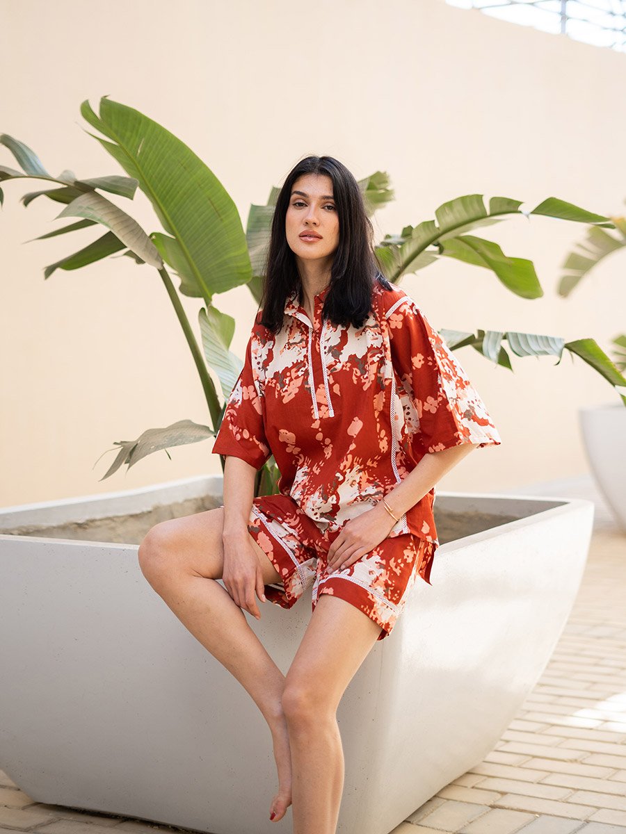 Pure Cotton Printed Top and Shorts Pyjama Set
