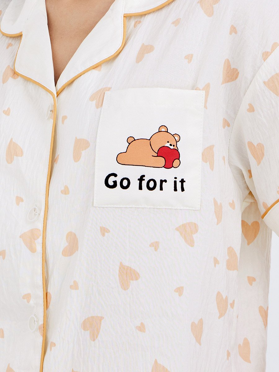 Pack of 3 - Bear Print Cotton Shirt, Pants and Shorts