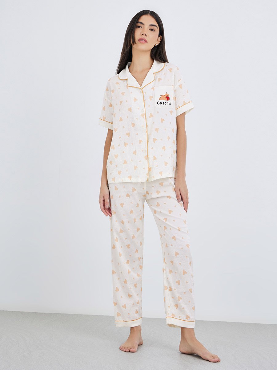 Pack of 3 - Bear Print Cotton Shirt, Pants and Shorts