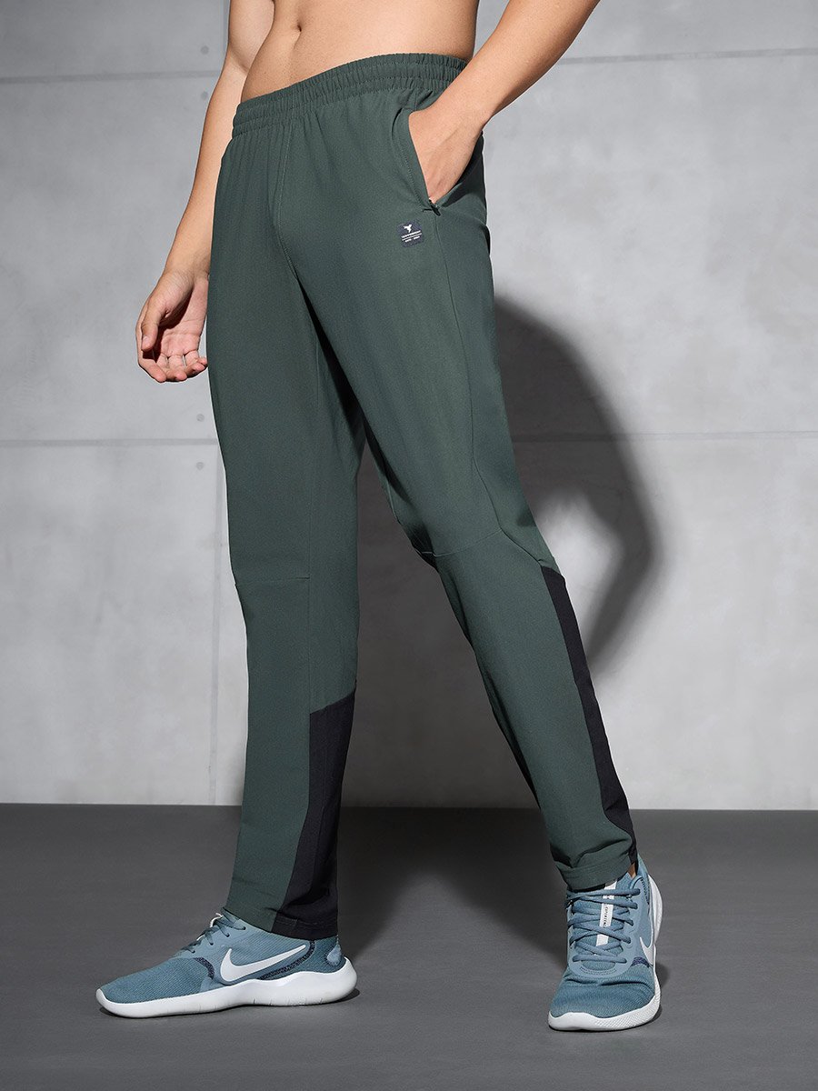 Men Green Straight Fit Track Pants