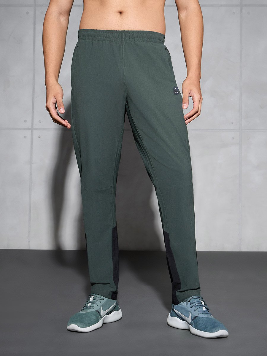 Men Green Straight Fit Track Pants