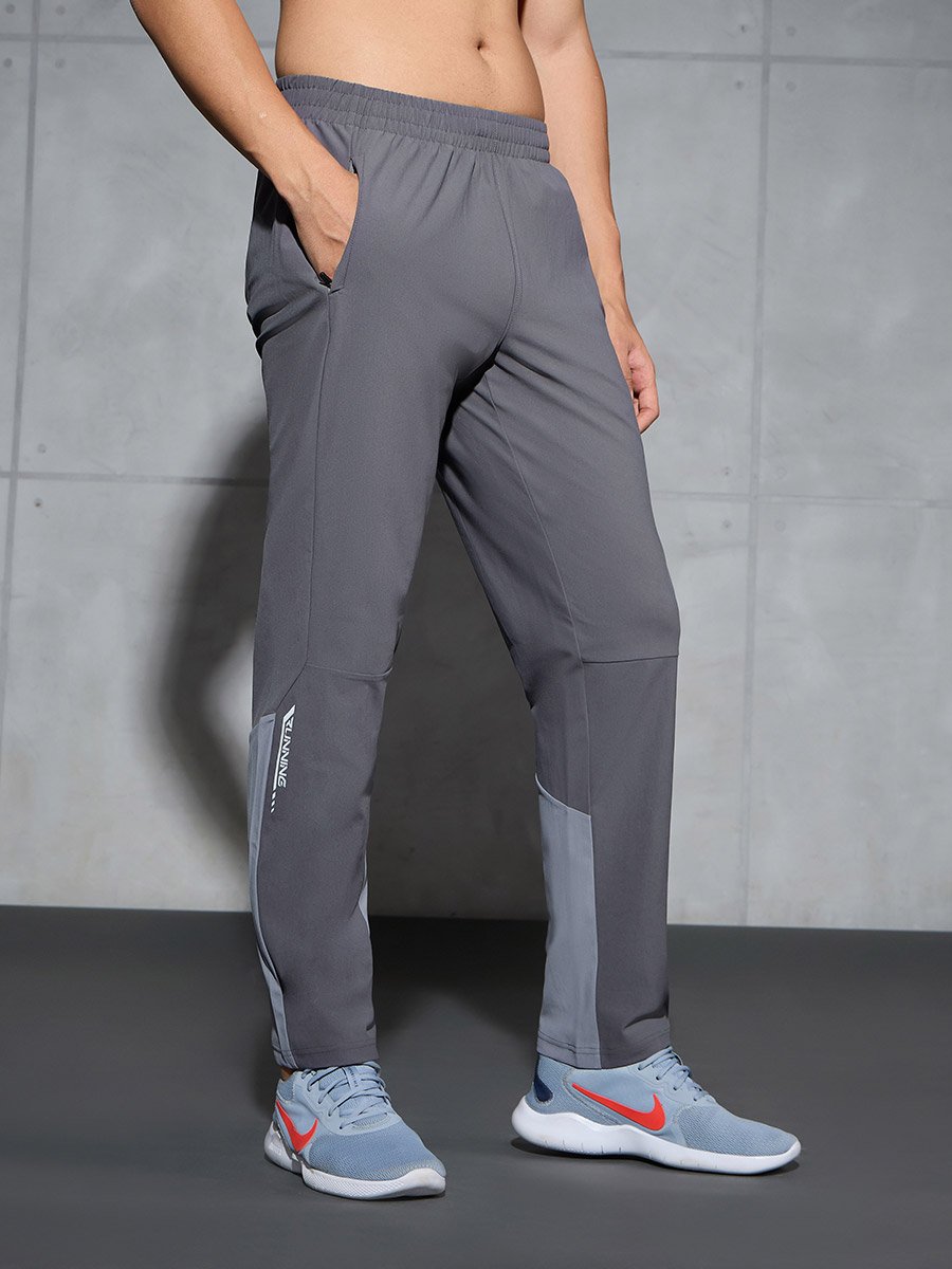 Men Grey Straight Fit Track Pants