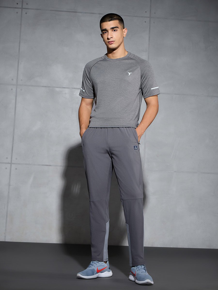 Men Grey Straight Fit Track Pants