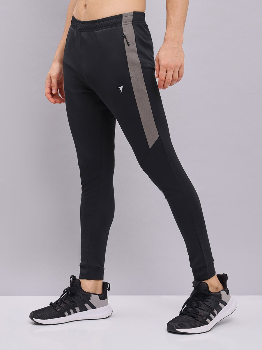 Men Black Melange Slim Fit Track Pants