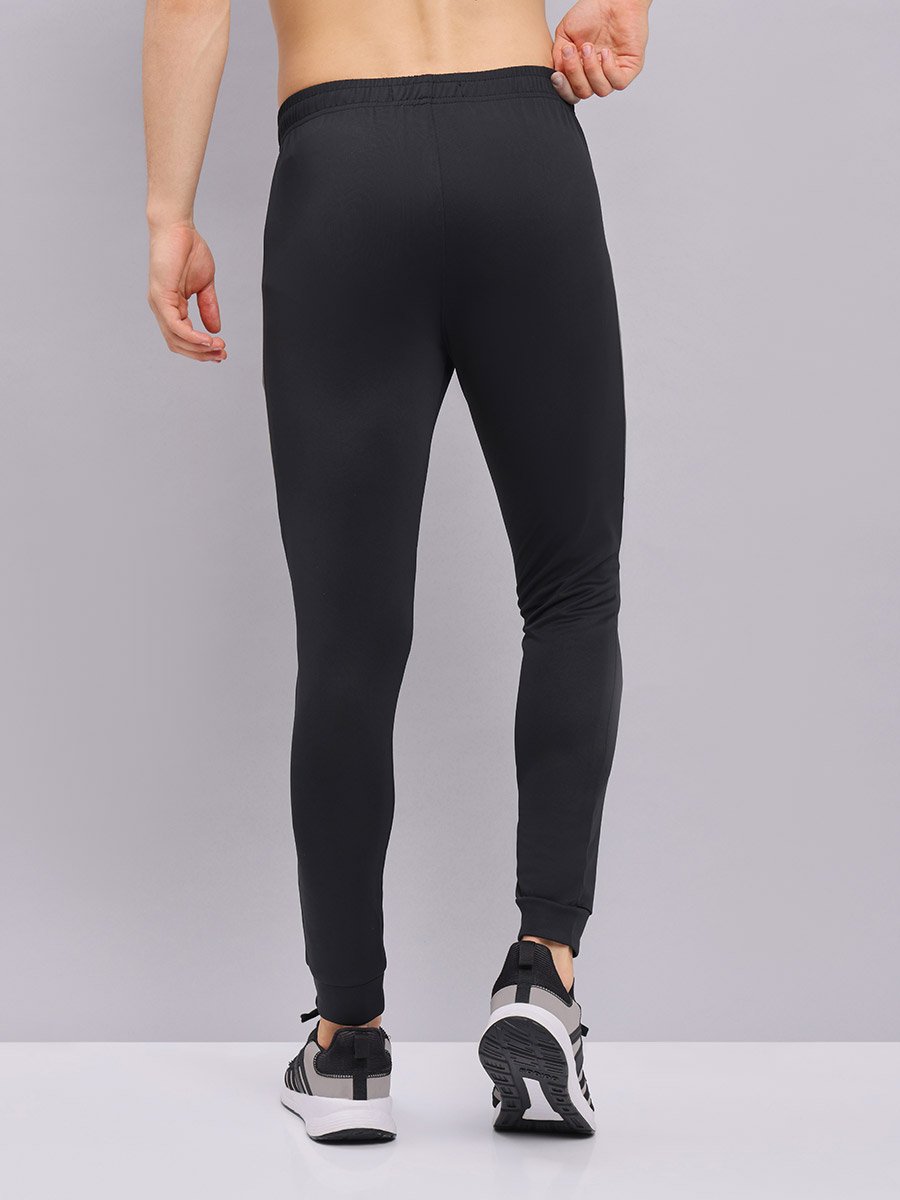 Men Black Melange Slim Fit Track Pants
