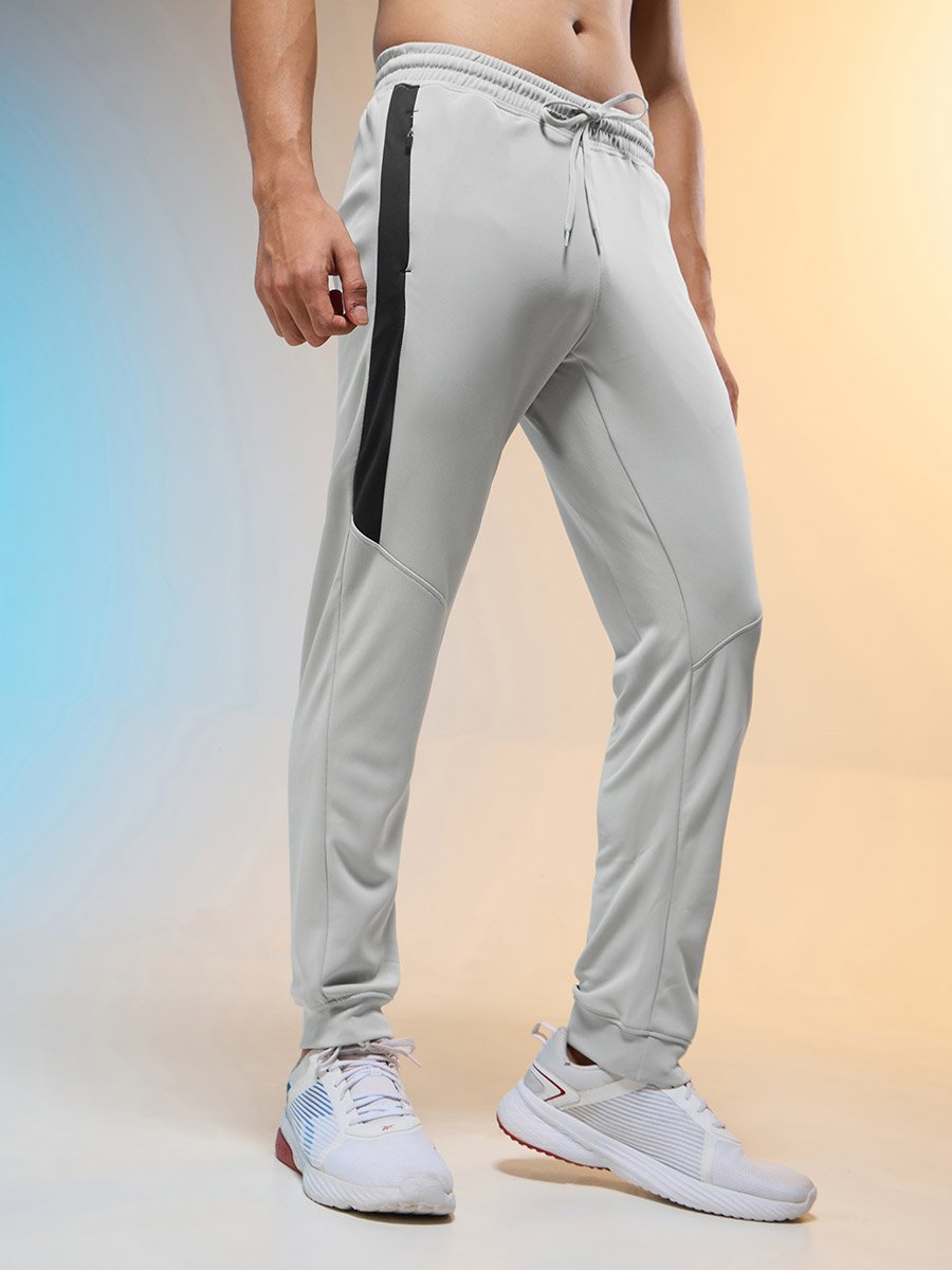 Men Grey Melange Slim Fit Track Pants