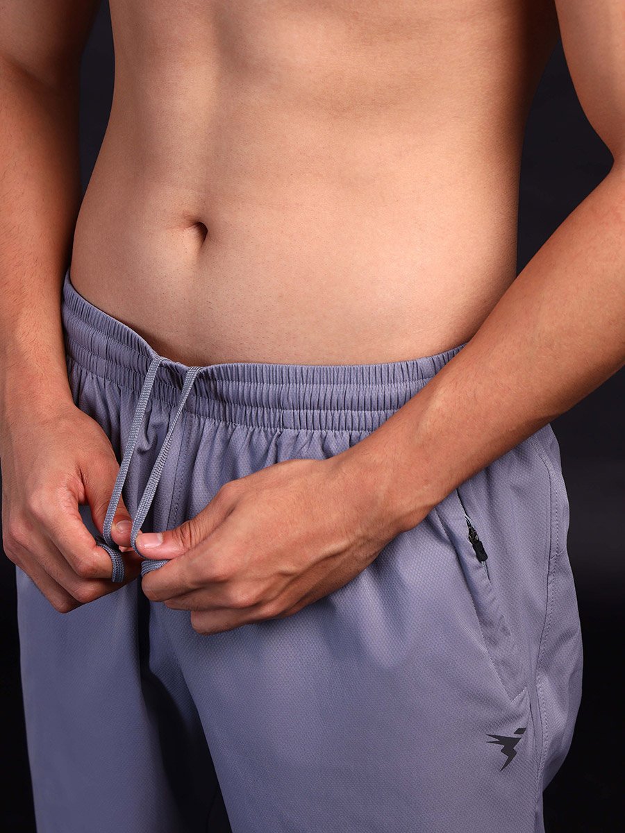 Men Plain Grey Shorts with Zip Pocket