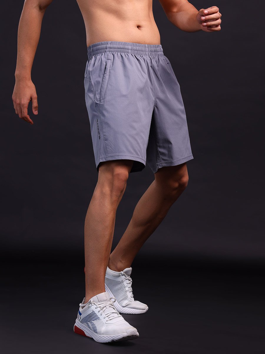 Men Plain Grey Shorts with Zip Pocket