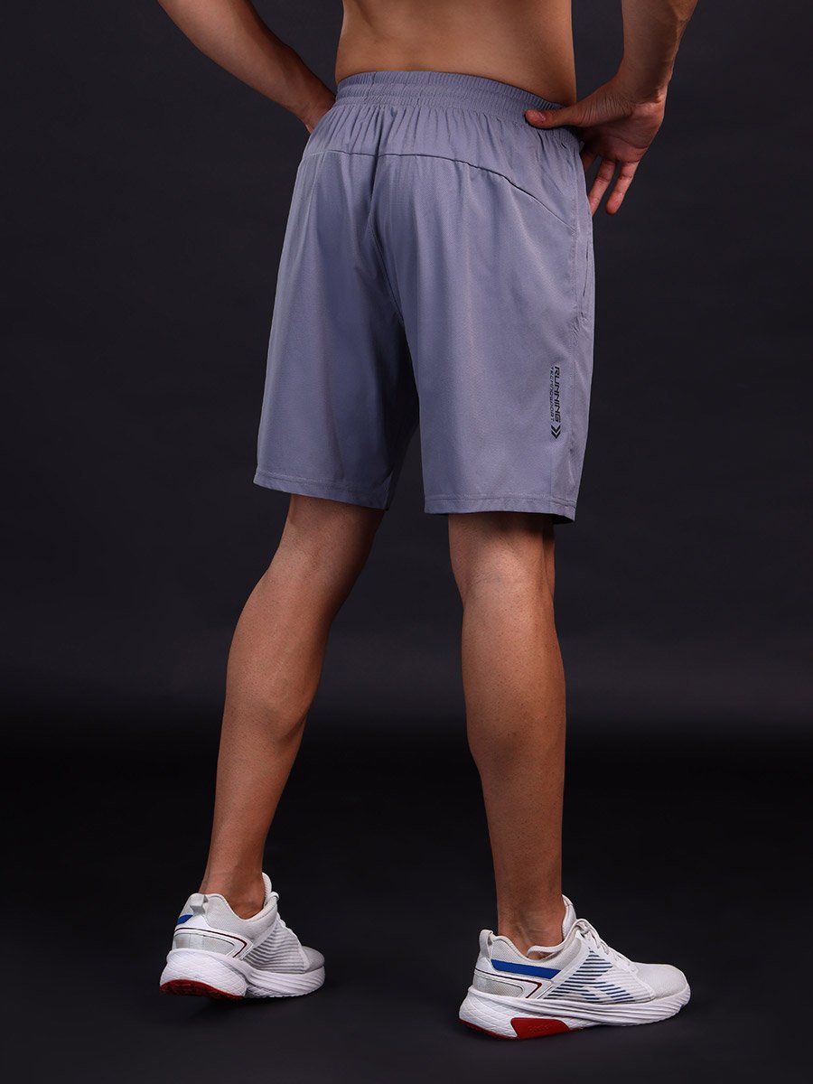 Men Plain Grey Shorts with Zip Pocket