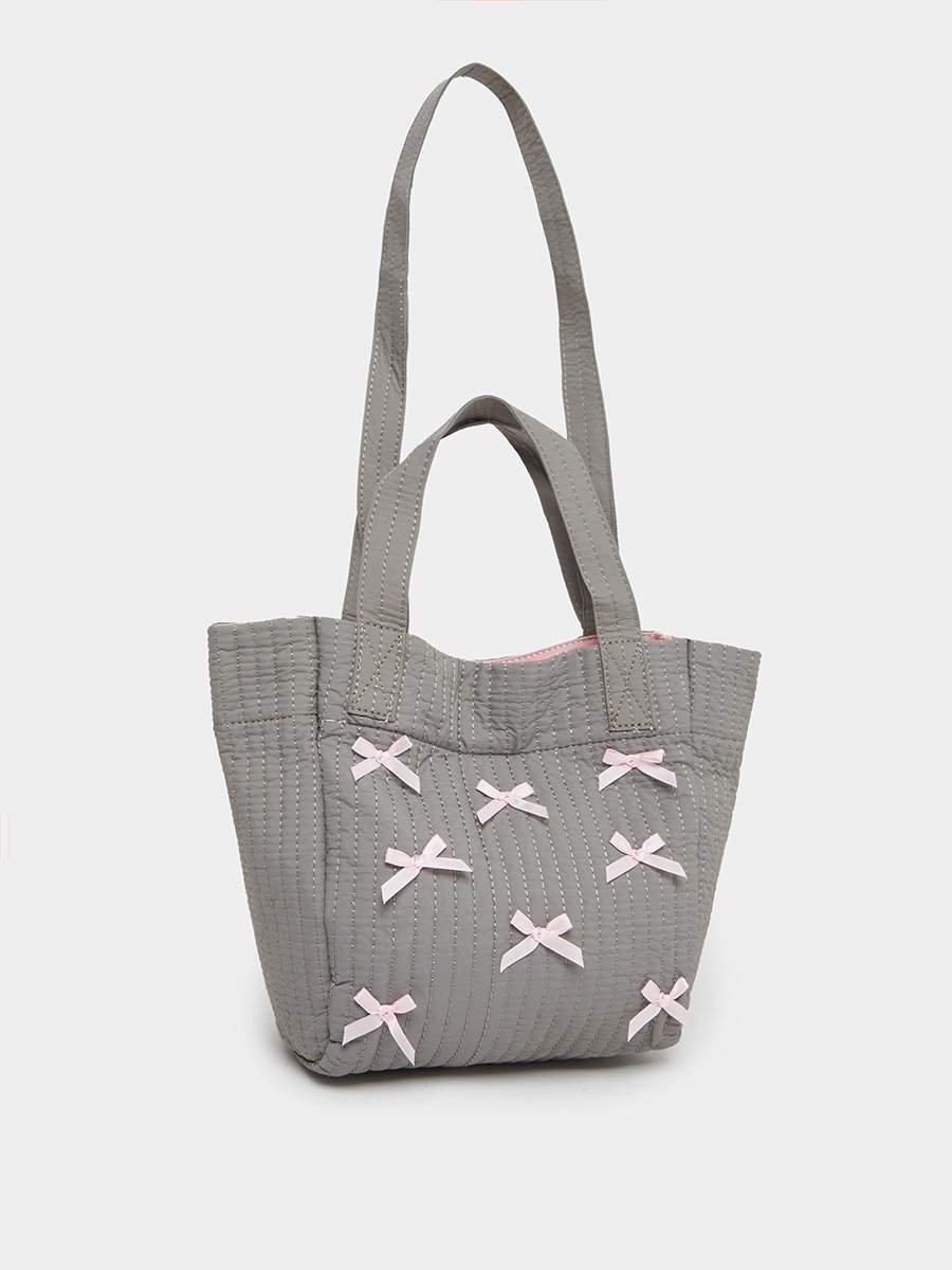 Ribbon and Stitch Detail Tote Bag