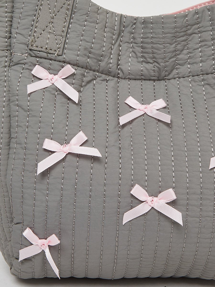 Ribbon and Stitch Detail Tote Bag