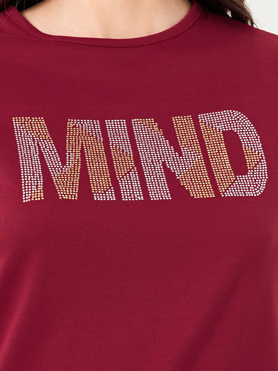 Women Red Slogan Print T-Shirt