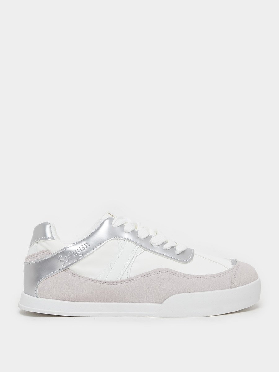 Panelled Lace Up Flatform Sneakers