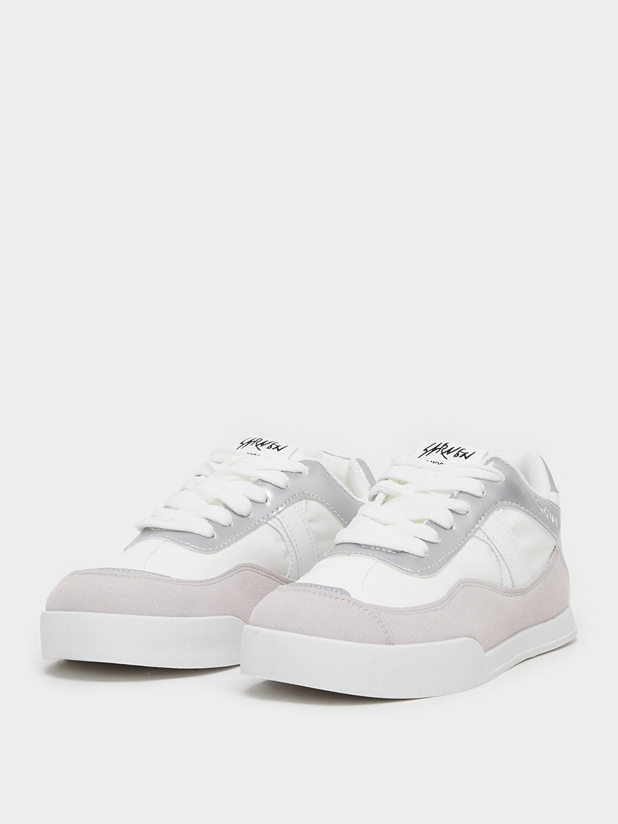 Panelled Lace Up Flatform Sneakers