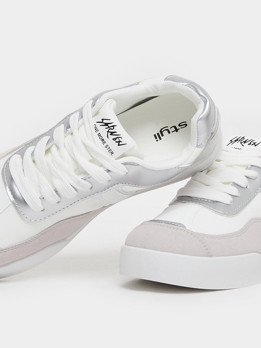 Panelled Lace Up Flatform Sneakers