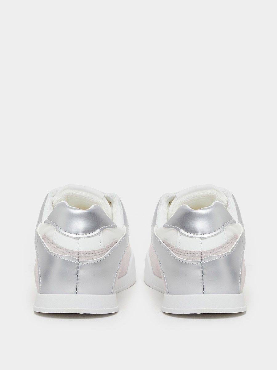 Panelled Lace Up Flatform Sneakers