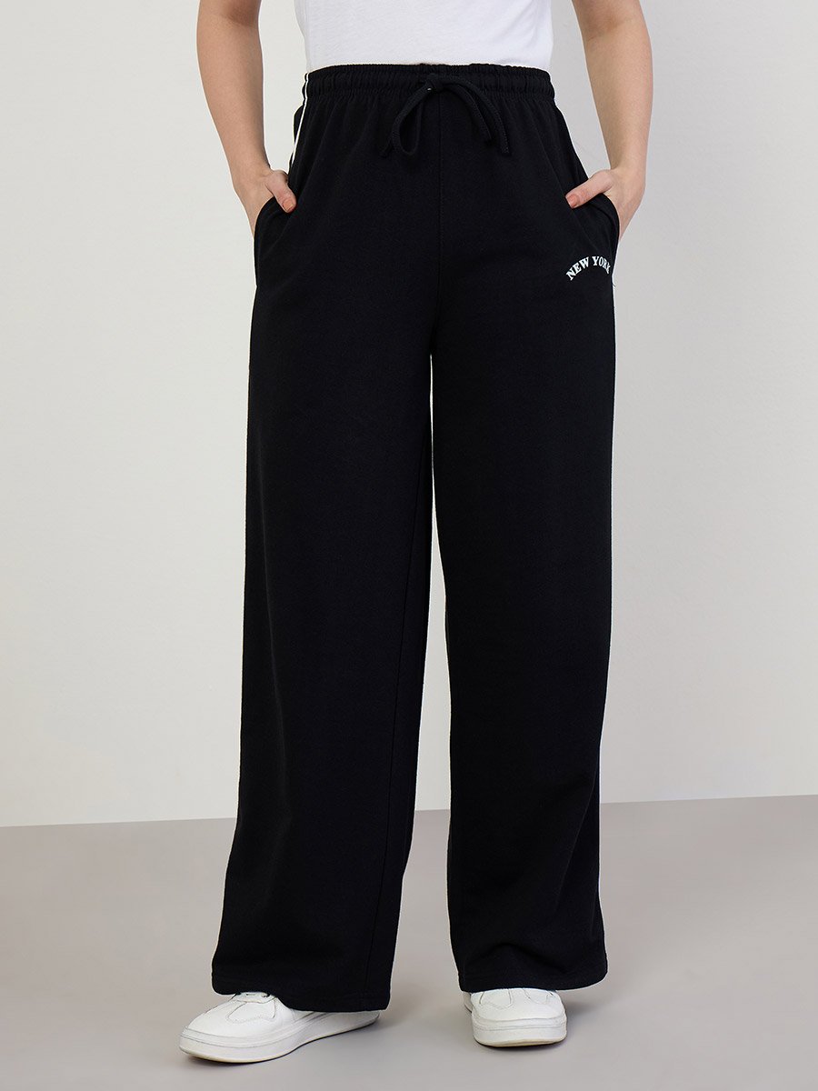 Women Wide Leg Cotton Joggers
