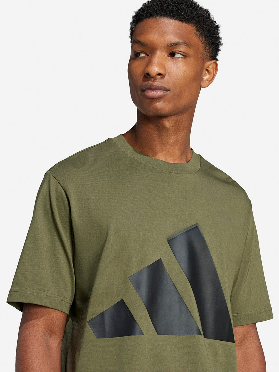 Essentials Big Logo Single Men Graphic T-Shirt Green