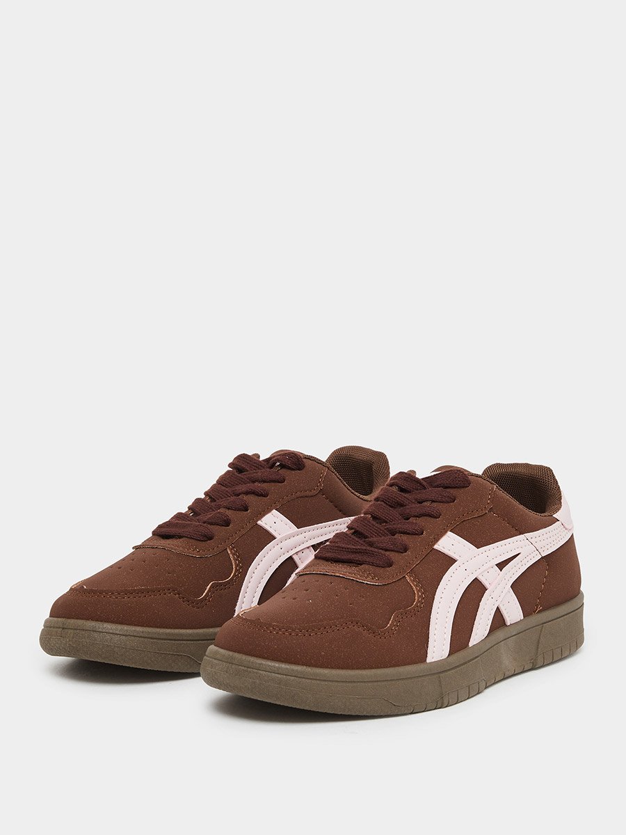 Contrasted Side Line Lace Up Sneakers