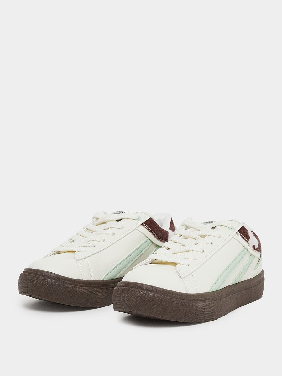 Contrast Sole Lace Up Sneakers