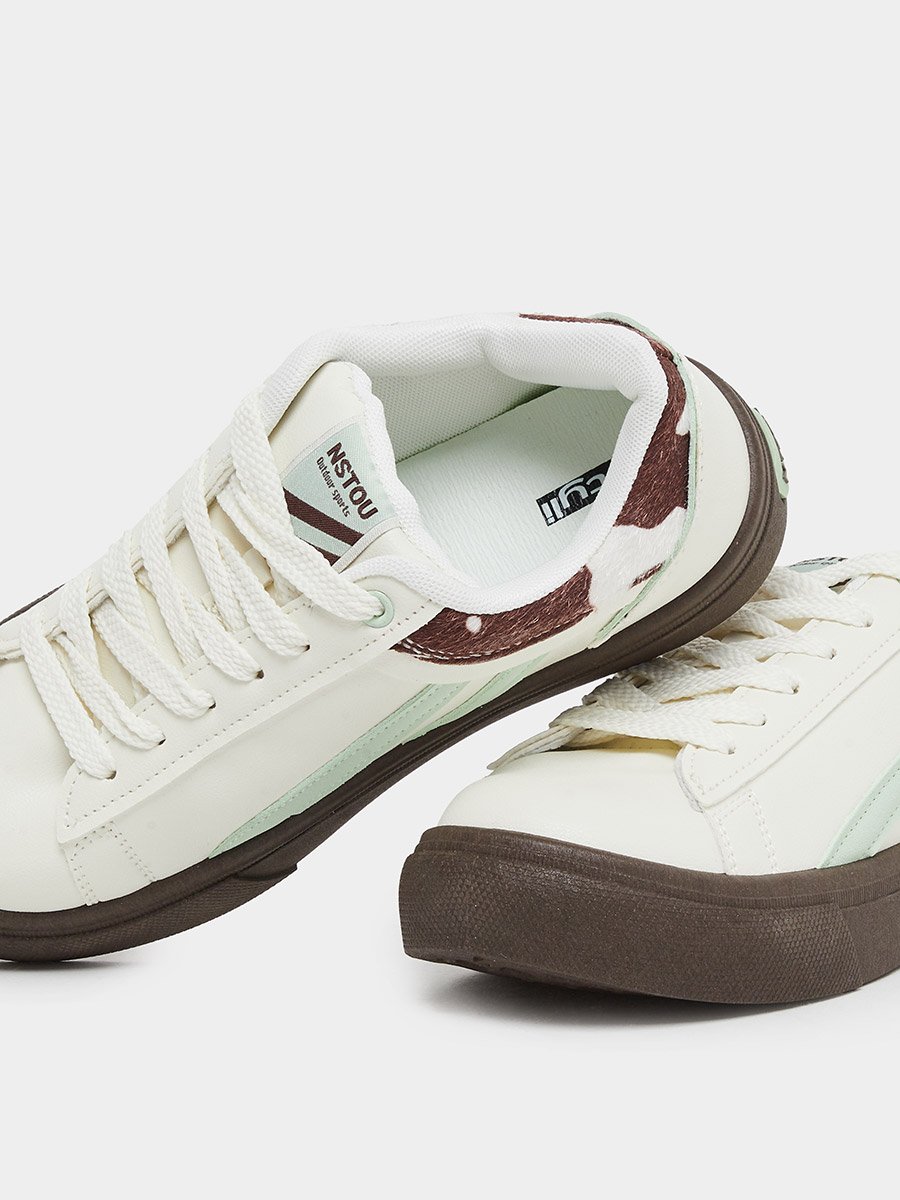Contrast Sole Lace Up Sneakers