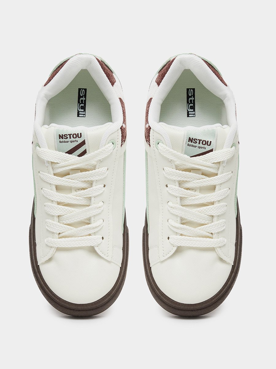 Contrast Sole Lace Up Sneakers