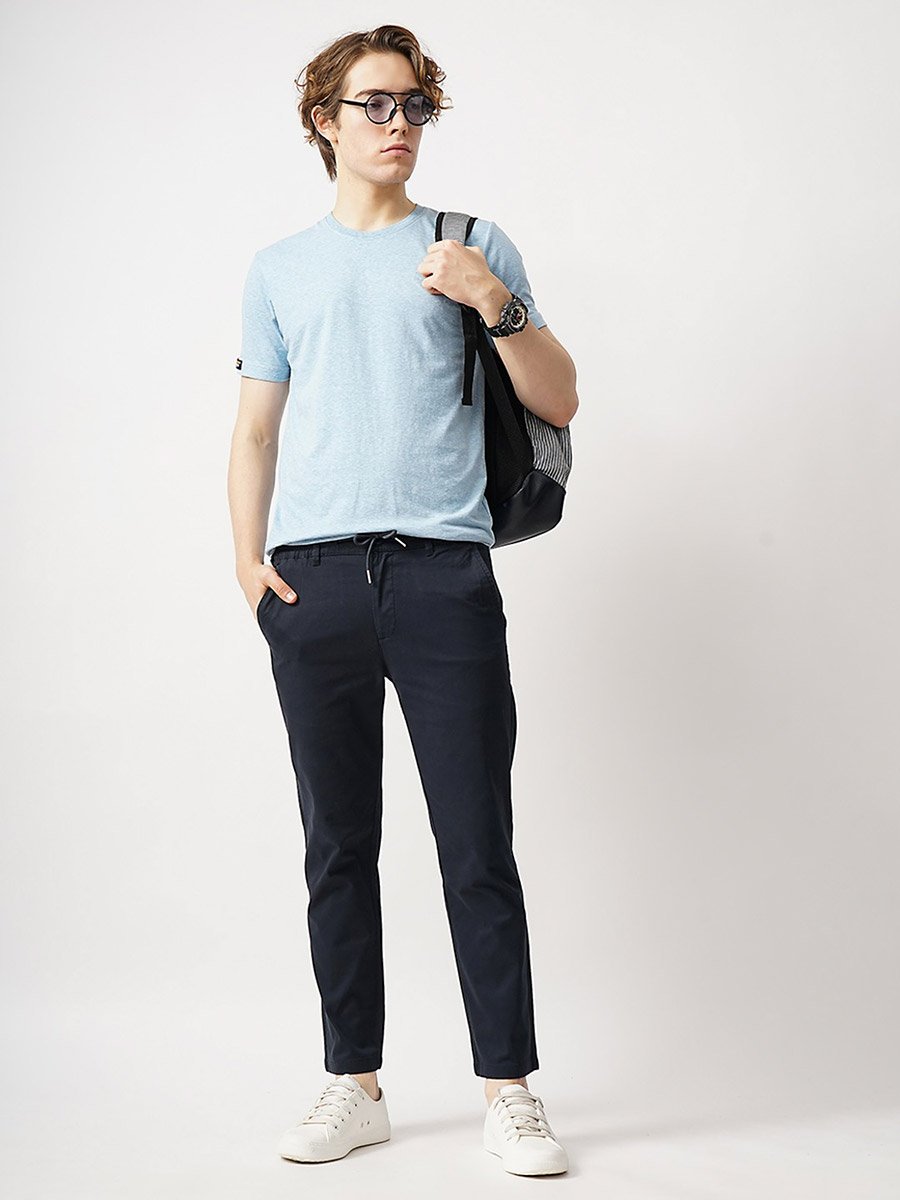 Men Regular Fit Flat-Front Chinos
