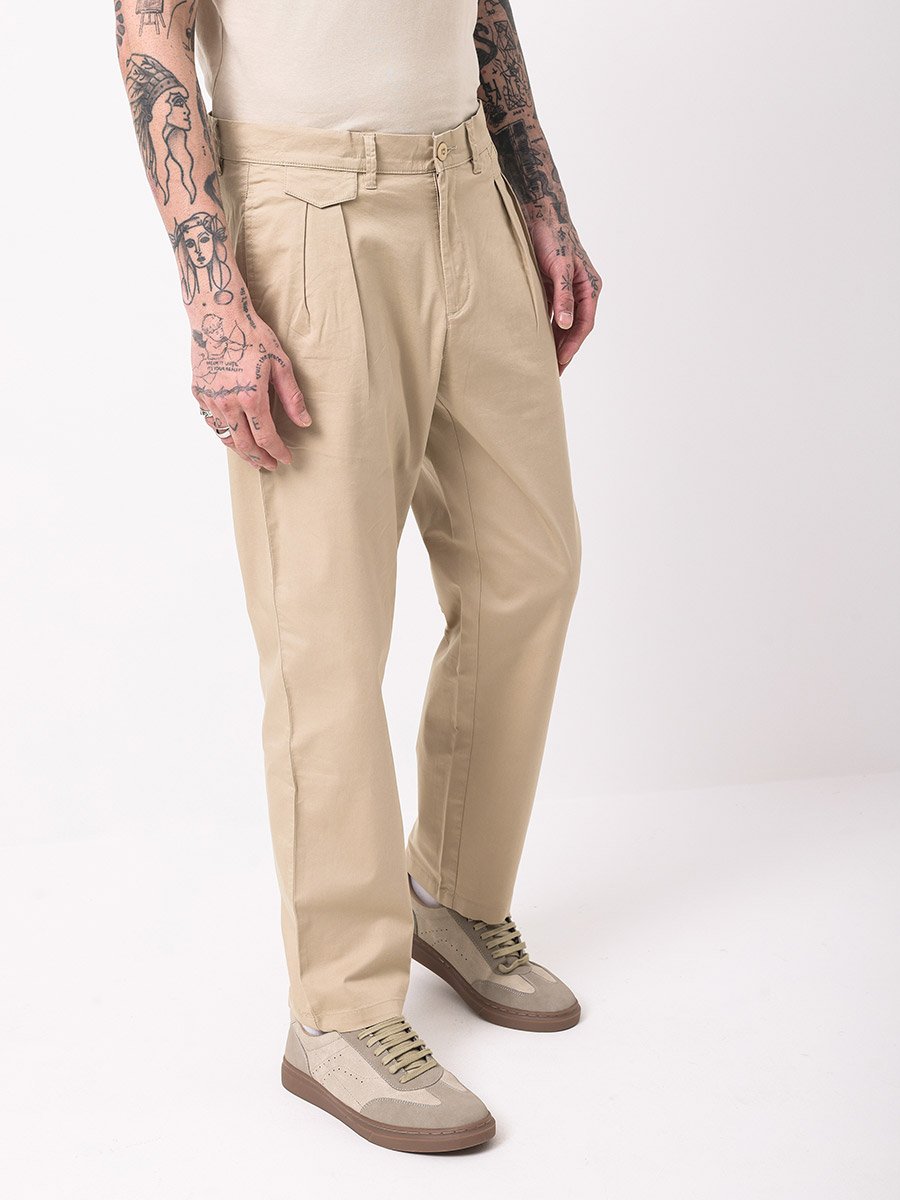 Men Double-Pleated Straight Fit Trousers