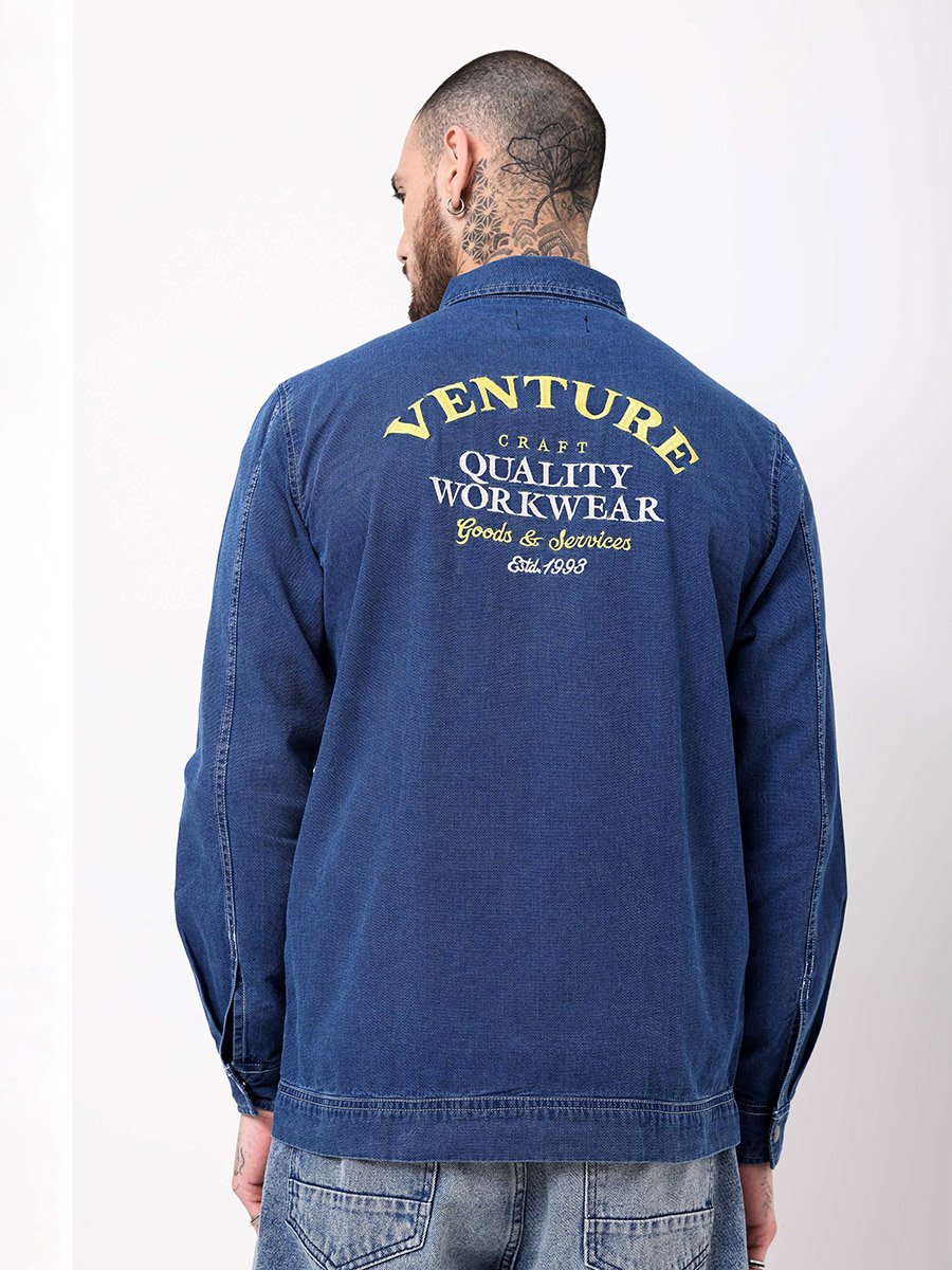 Regular Fit Zip Front Denim Jacket