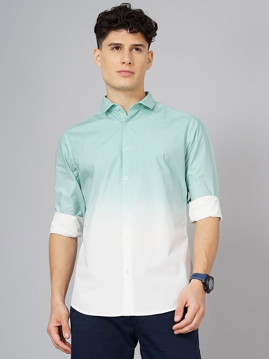Ombre Print Slim Fit Long Sleeve Shirt