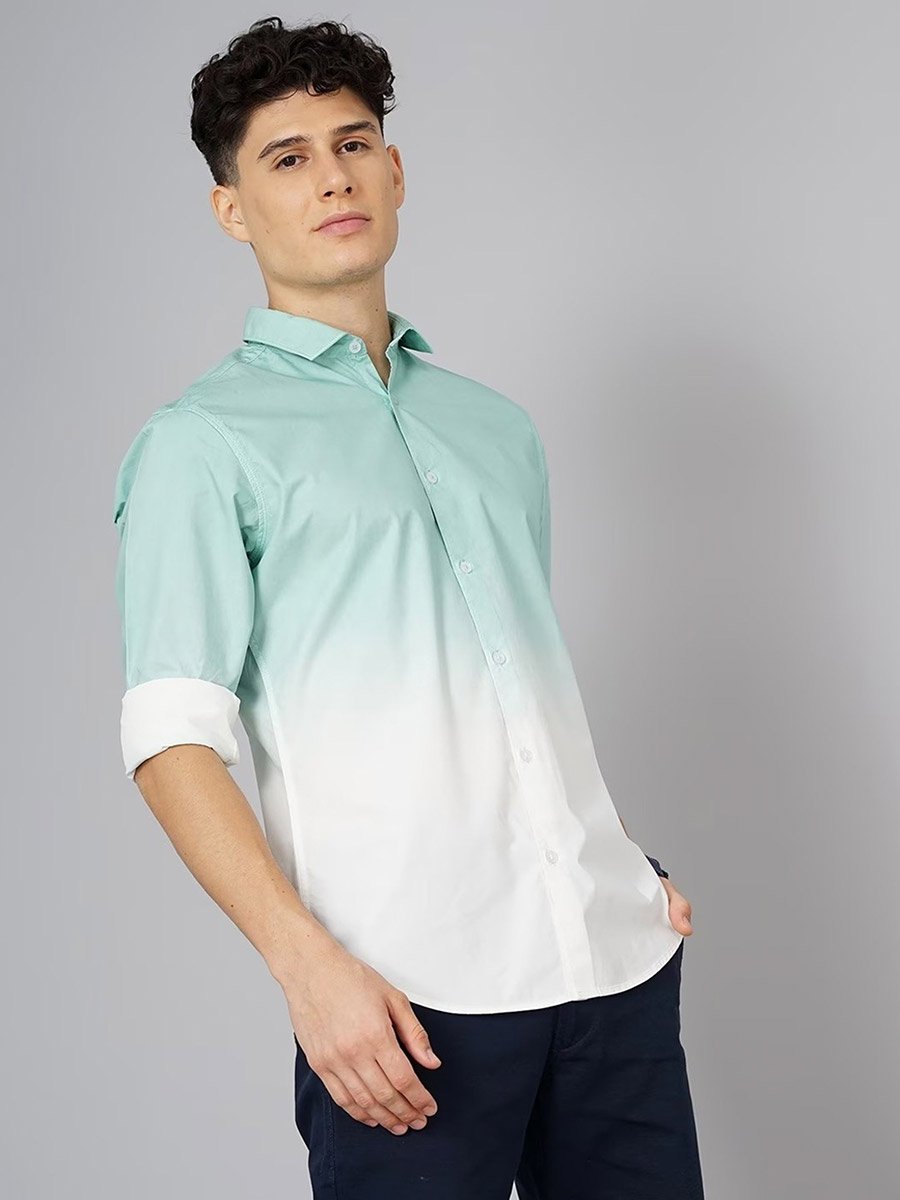 Ombre Print Slim Fit Long Sleeve Shirt