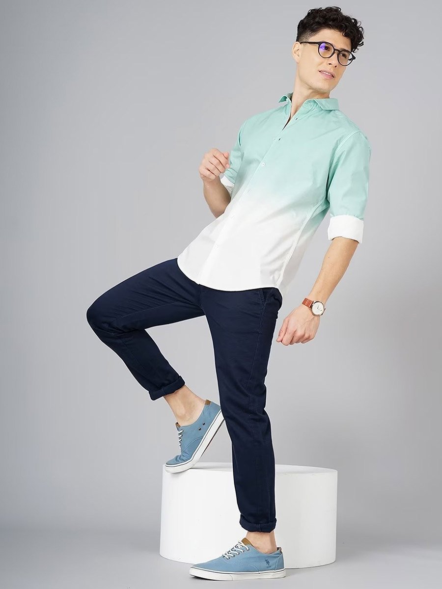 Ombre Print Slim Fit Long Sleeve Shirt