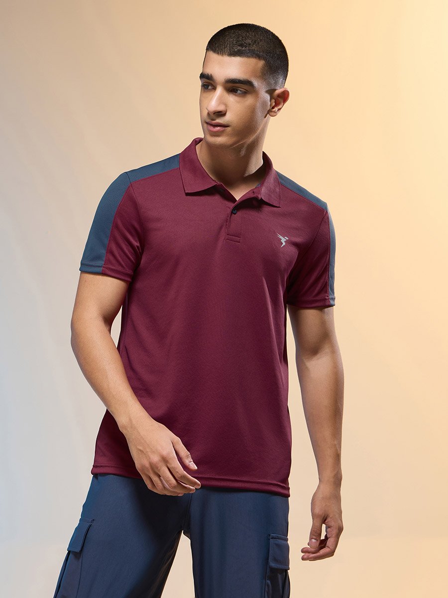 Men Brown Solid Slim Fit Polo