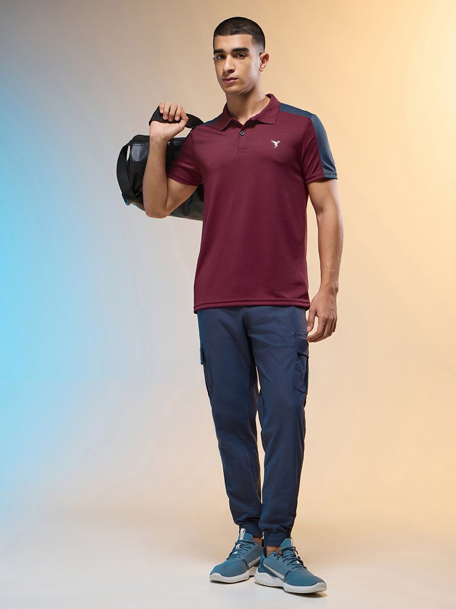 Men Brown Solid Slim Fit Polo