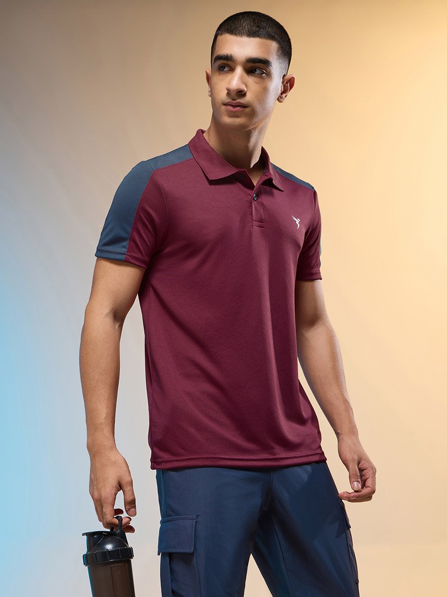 Men Brown Solid Slim Fit Polo