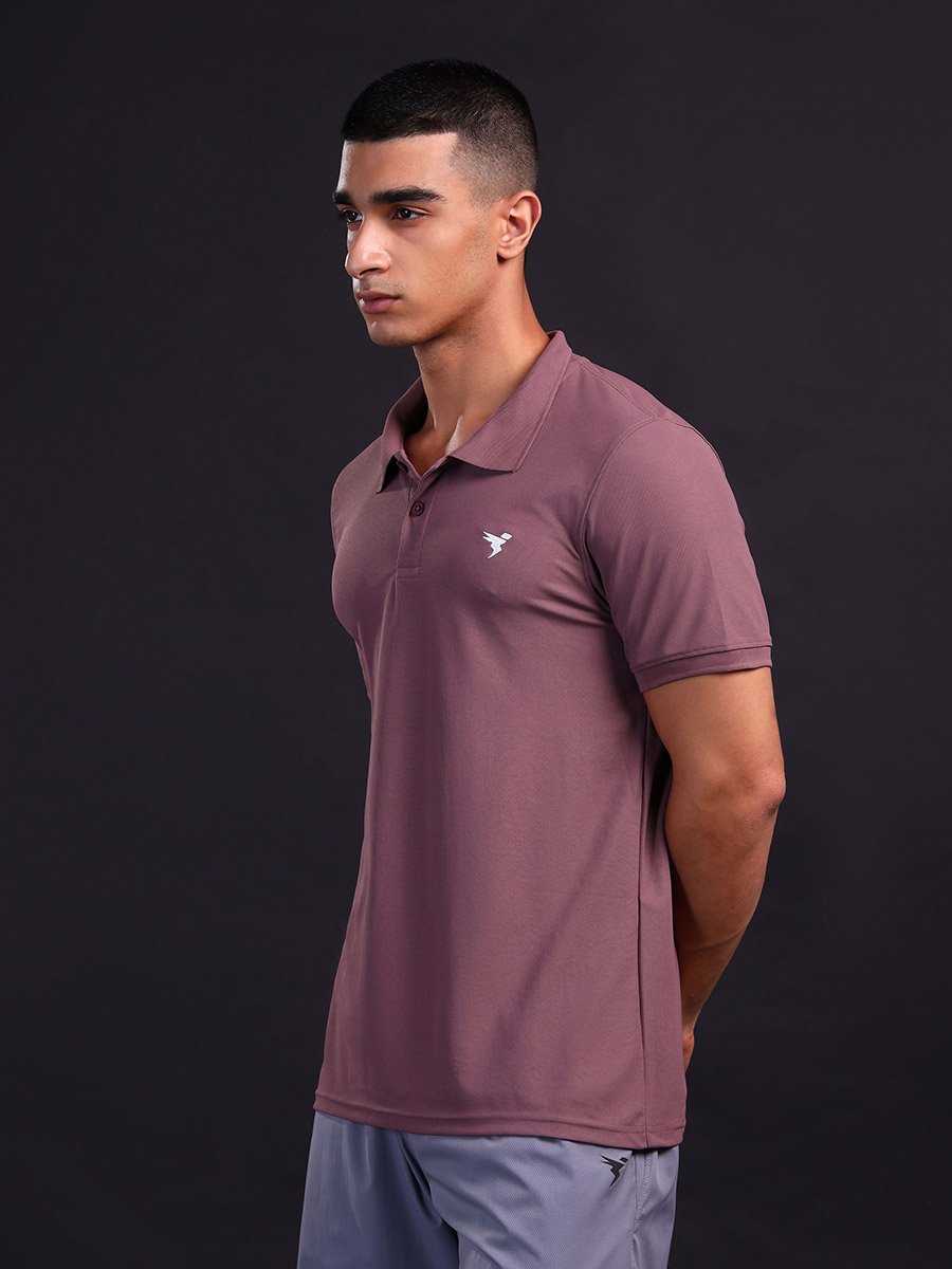 Men Purple Solid Slim Fit Polo