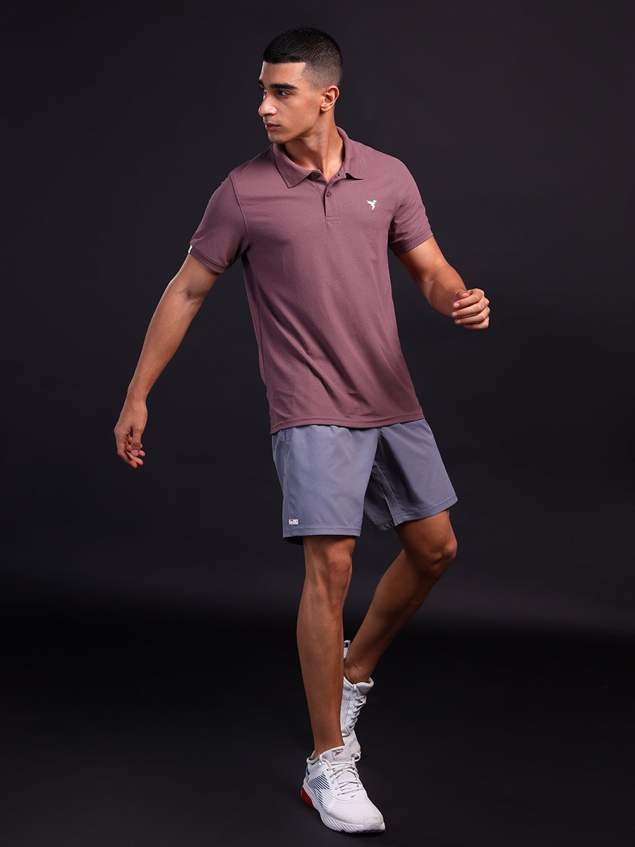 Men Purple Solid Slim Fit Polo