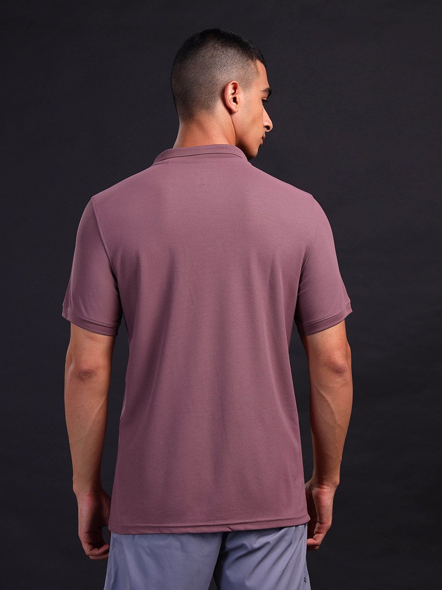 Men Purple Solid Slim Fit Polo