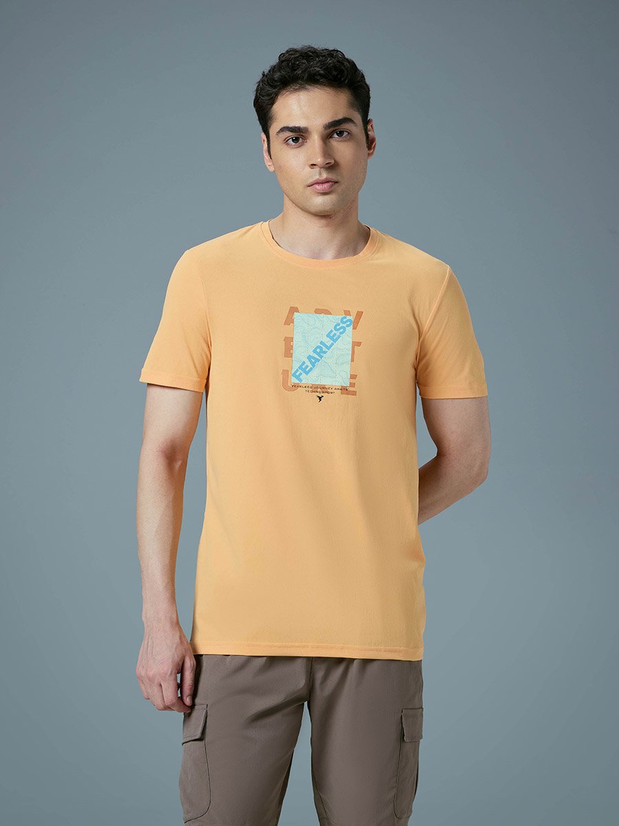 Printed 4-Way Stretch Crew Neck T-Shirt